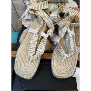 Zara Lace Up Striped Espadrille Sandals 39  or US 8.5